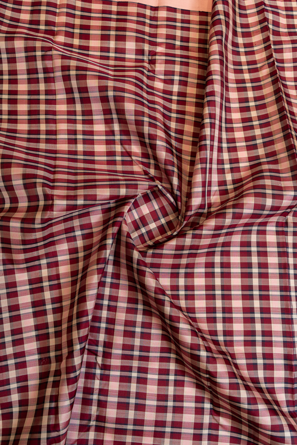 Maroon and pink multi checks pure Kanchipuram silk sarees