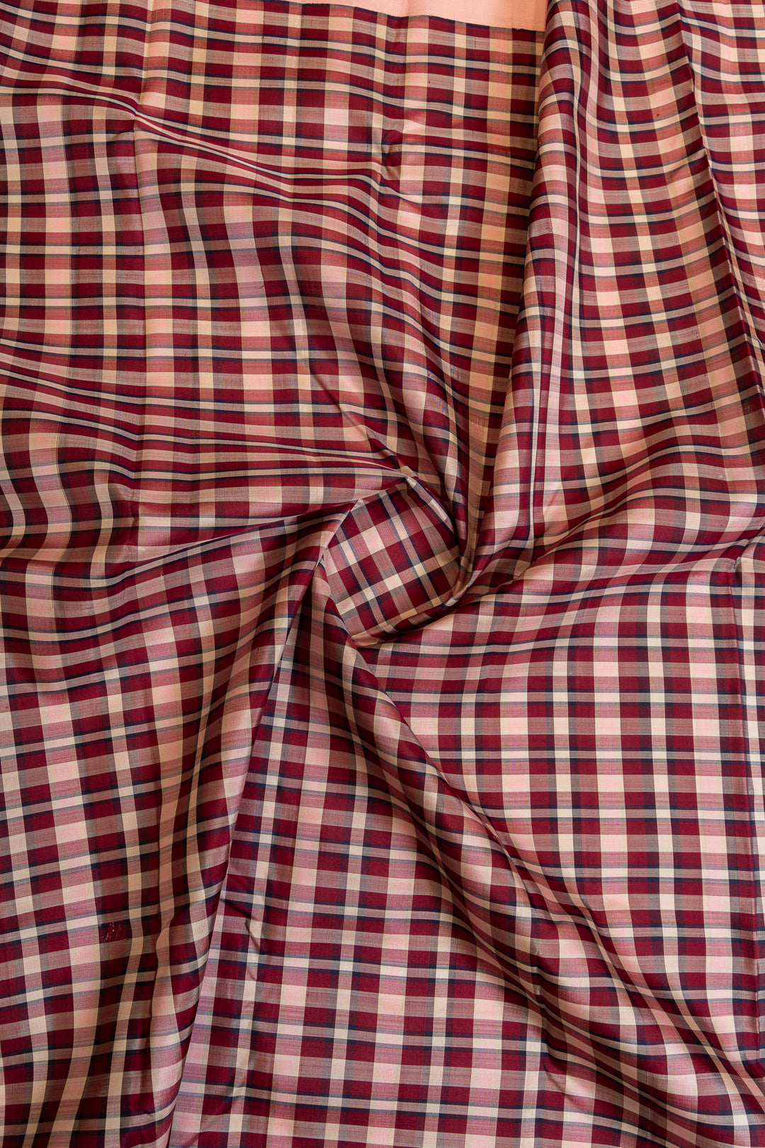Maroon and pink multi checks pure Kanchipuram silk sarees