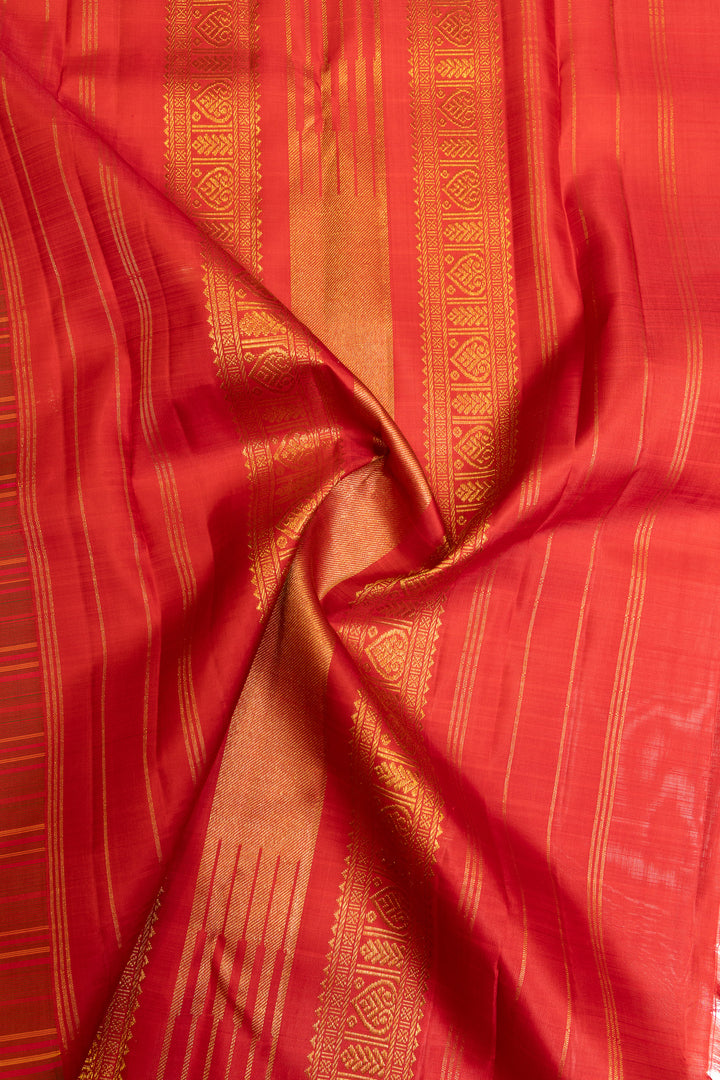 Green and red multi checks rettai pettu pure Kanchipuram silk sarees