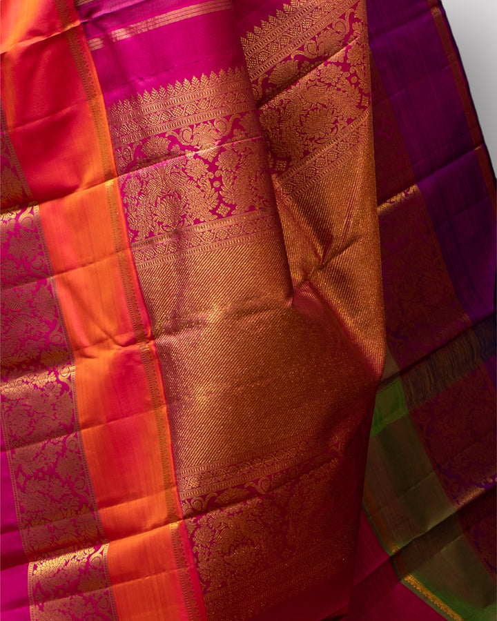 Bottle Green Ganga Jamuna Pure Kanchipuram Silk Sari - Clio Silks
