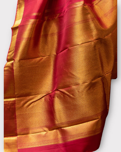Magenta Chevron thread brocade Pure kanjivaram silk sari - Clio Silks