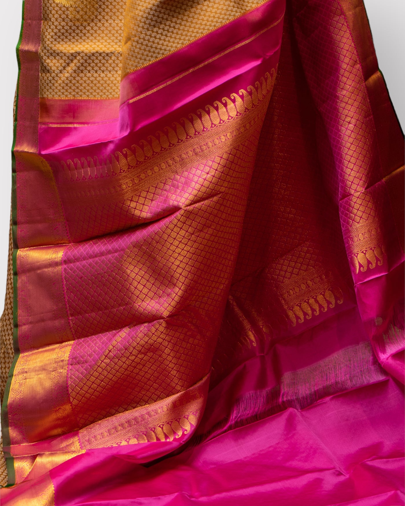 Beige Thread Brocade Kanchipuram Silk Sari - Clio Silks