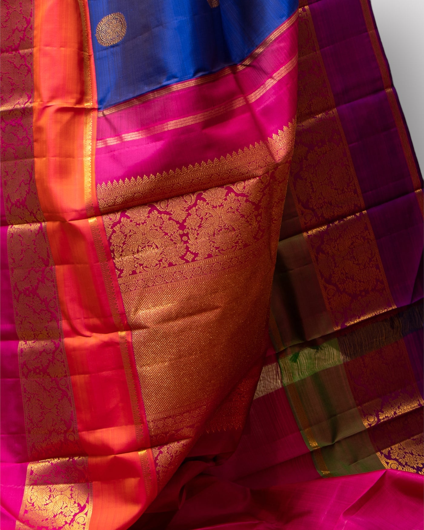 Royal Blue Ganga Jamuna Pure Kanchipuram Silk Sari - Clio Silks