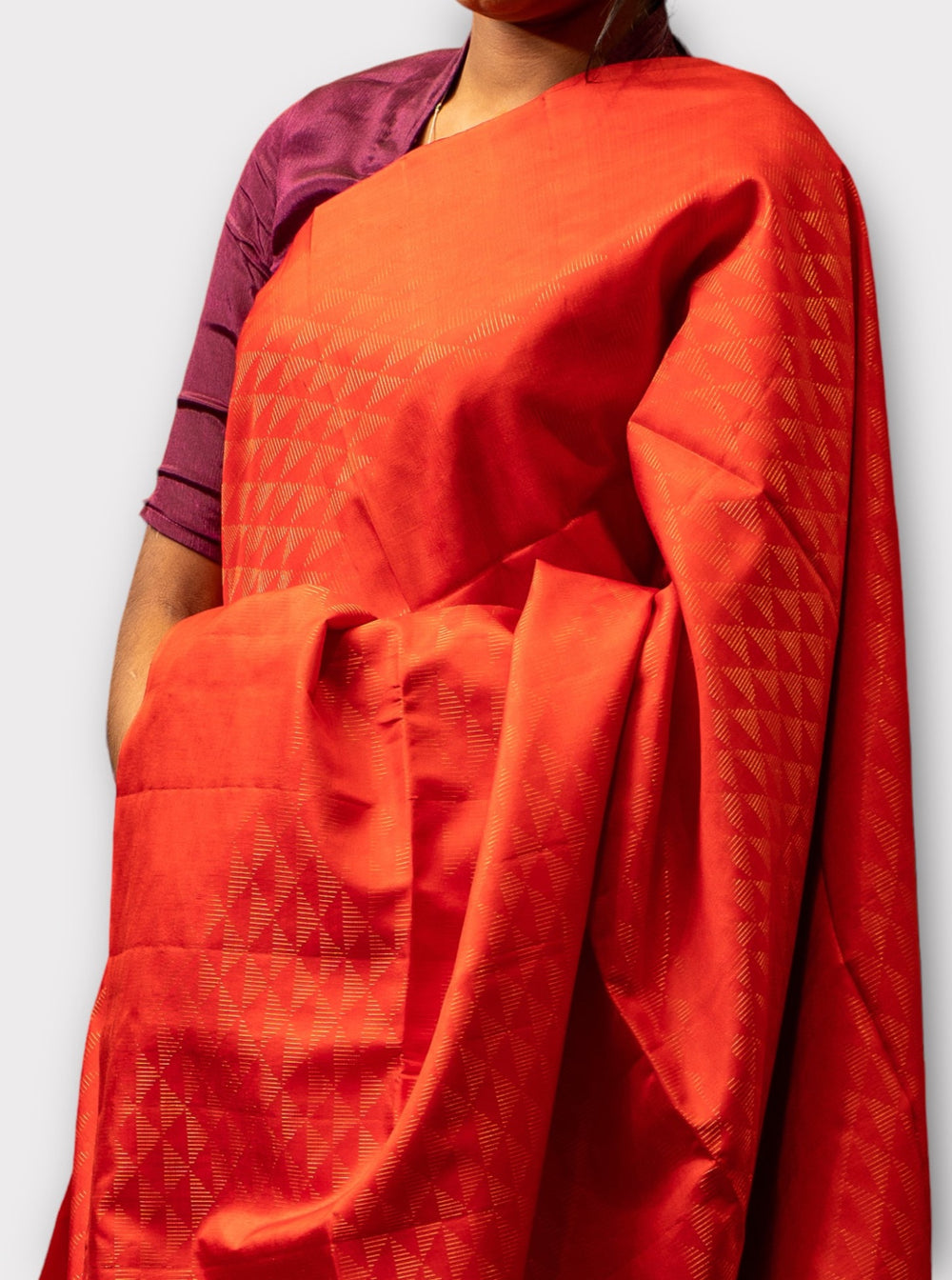 Chilli Red Zari Self Borderless Pure Soft Silk Saree - Clio Silks
