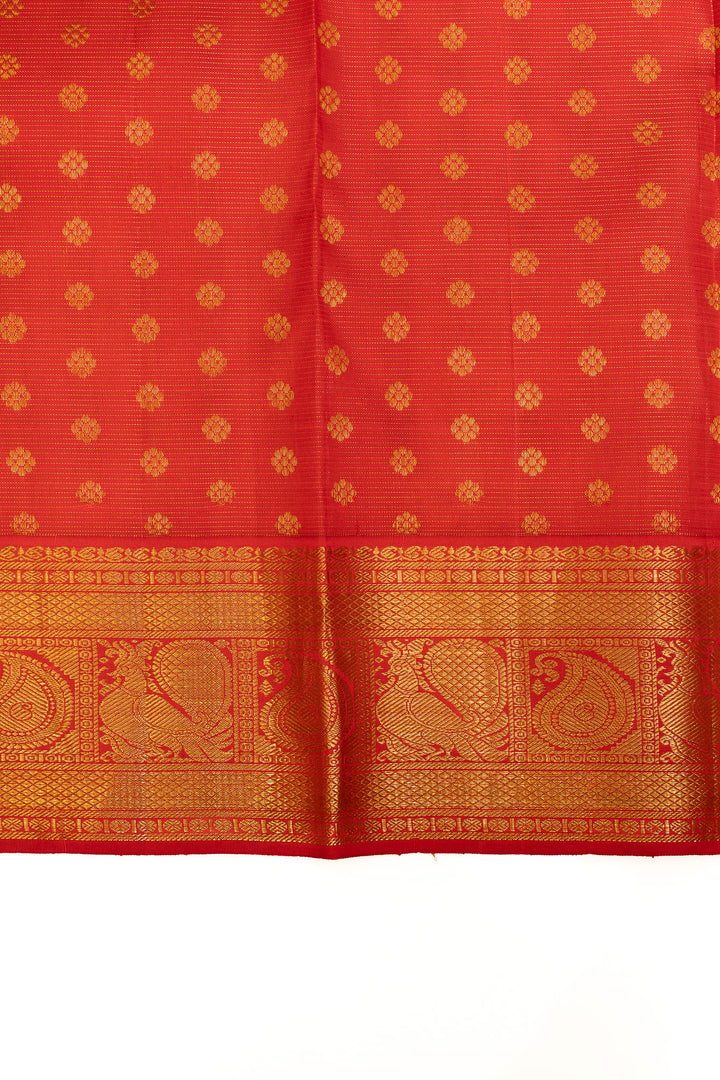 Pink and red pure brocade Kanchipuram silk saree