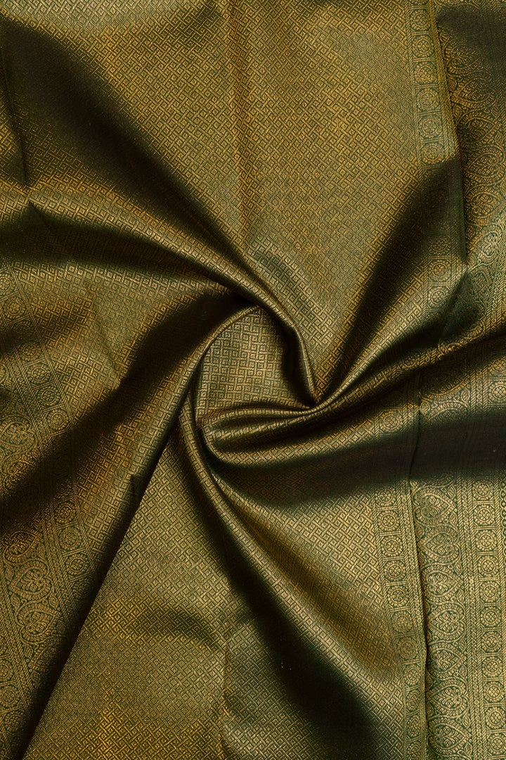 Orange and green traditional pure Kanchipuram silk saree
