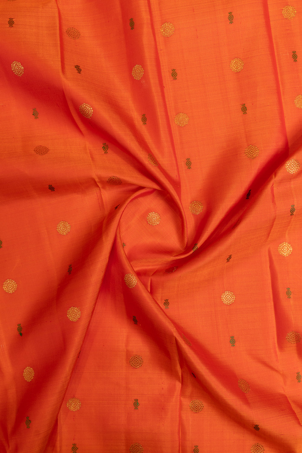 Orange and green traditional pure Kanchipuram silk saree