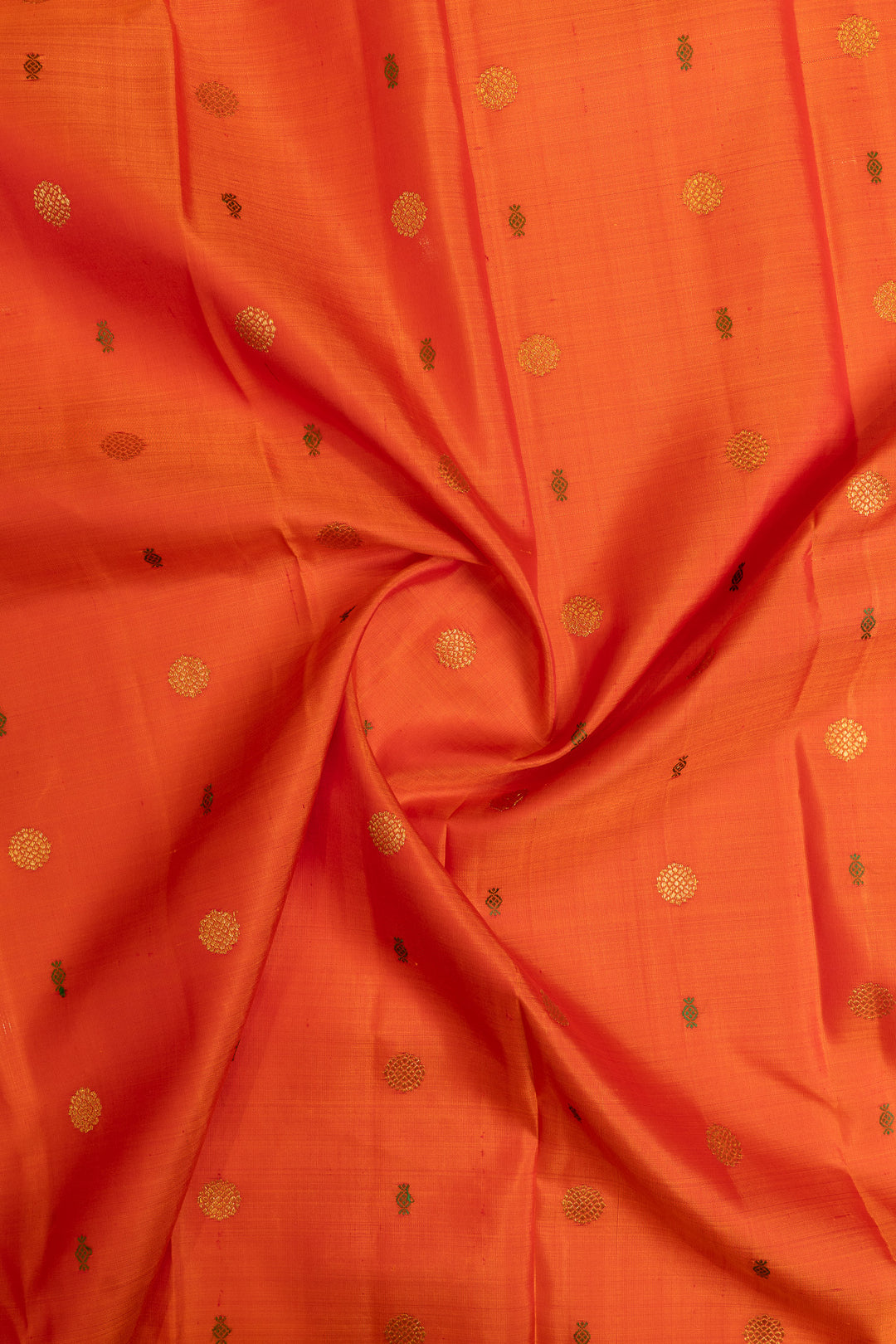 Orange and green traditional pure Kanchipuram silk saree