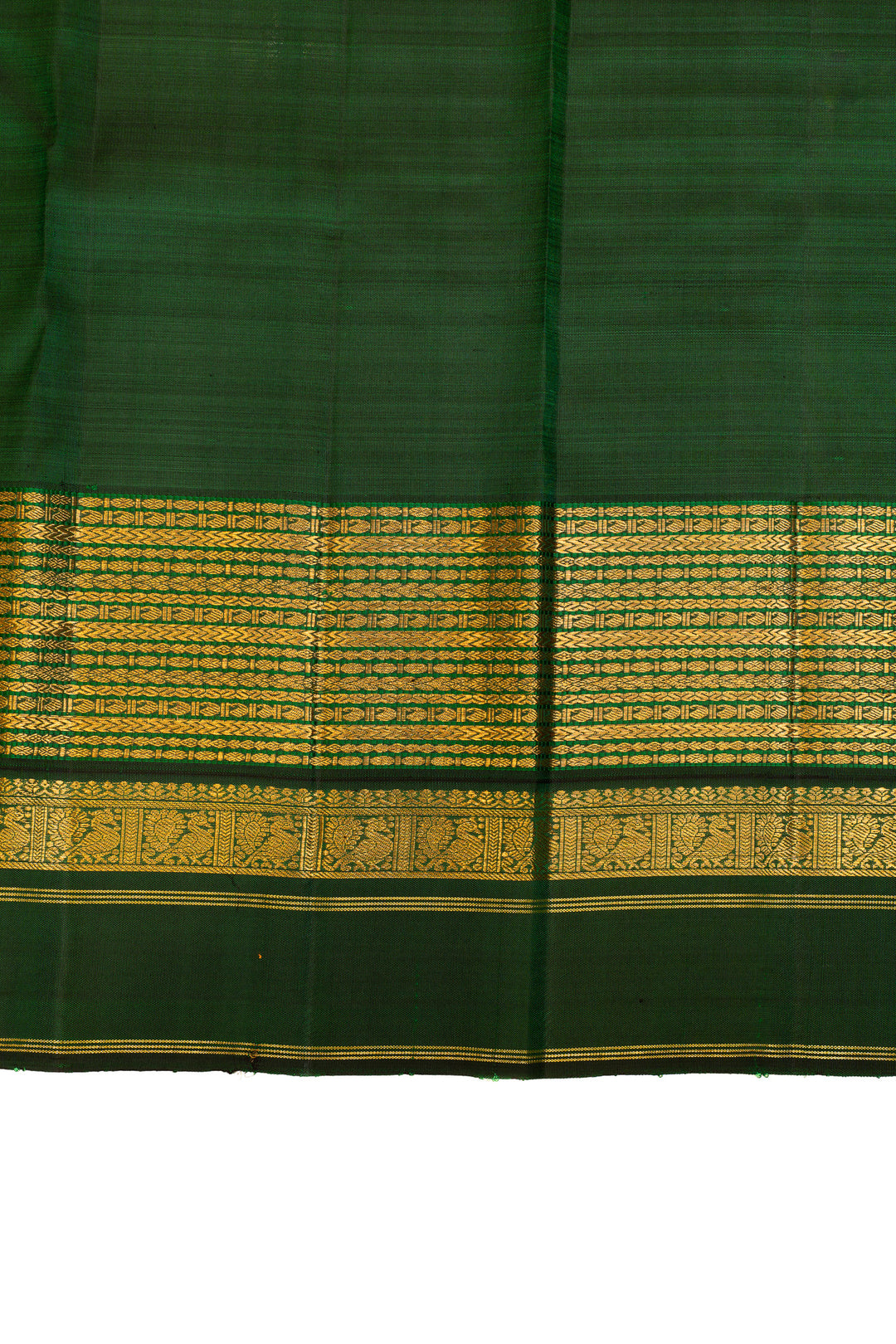 Orange and green traditional pure Kanchipuram silk saree