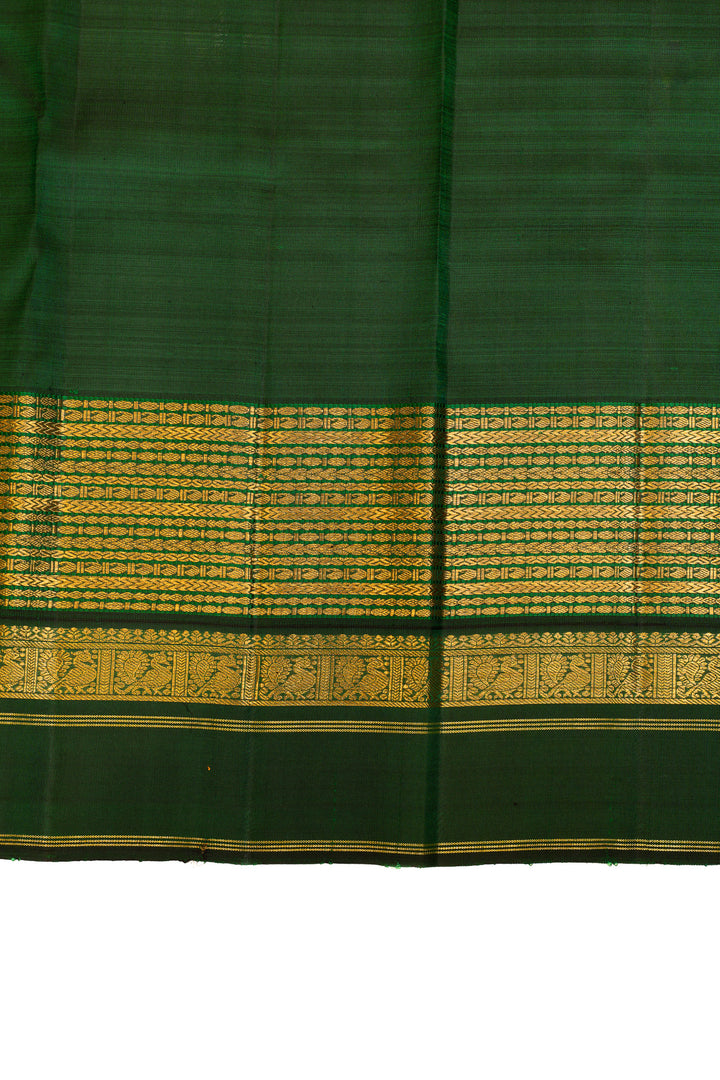 Orange and green traditional pure Kanchipuram silk saree