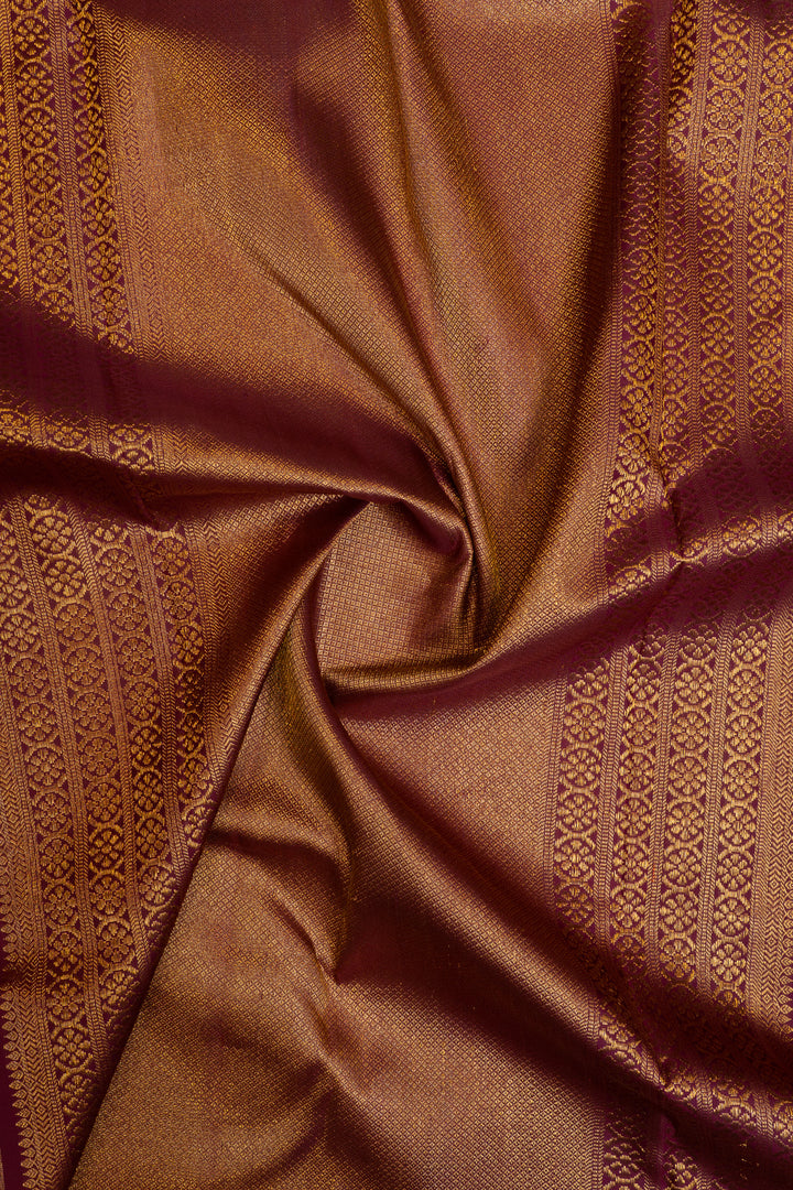 Peach and jamun purple lakshabutta pure Kanchipuram silk saree