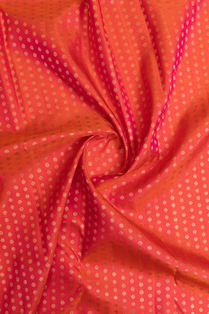 Peach and jamun purple lakshabutta pure Kanchipuram silk saree