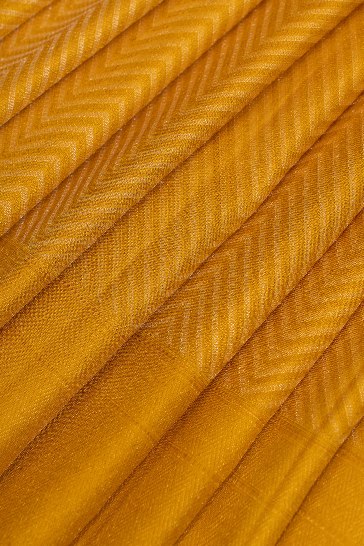 Gold chevron pure brocade Kanchipuram silk saree