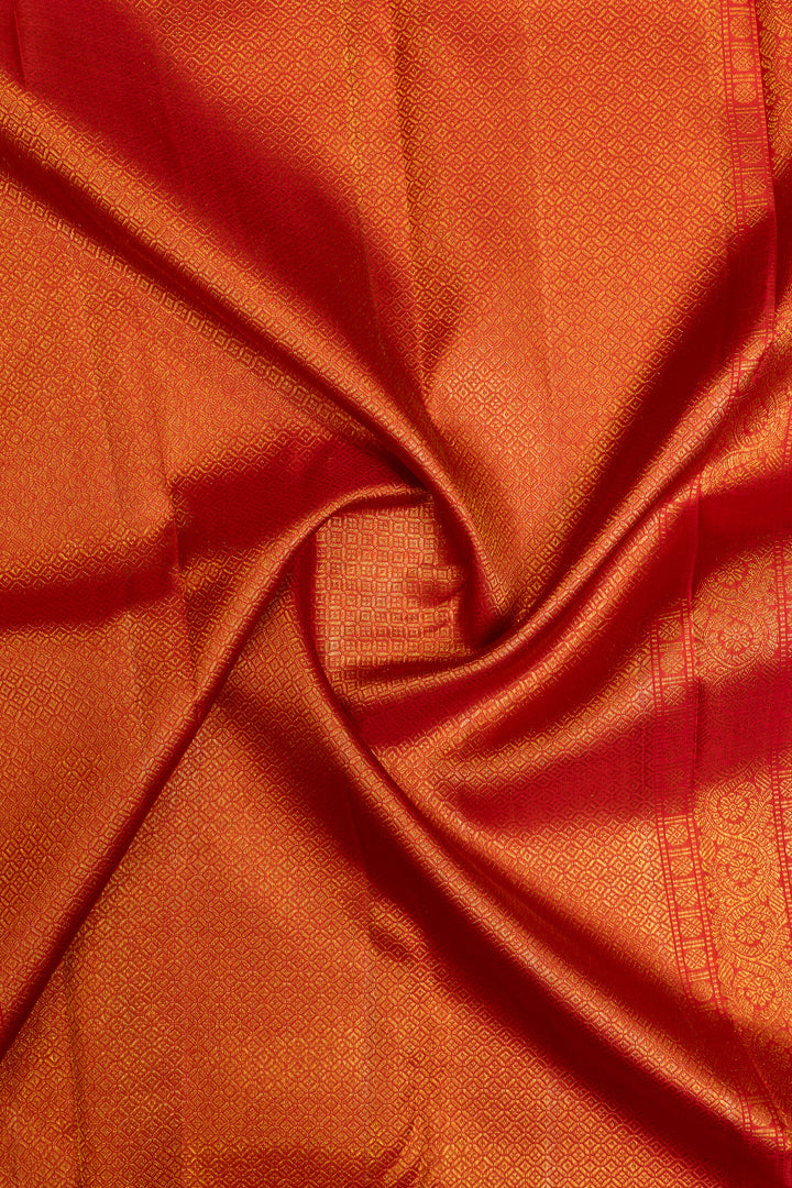 Red iruthalaipakshi brocade pure Kanchipuram silk saree