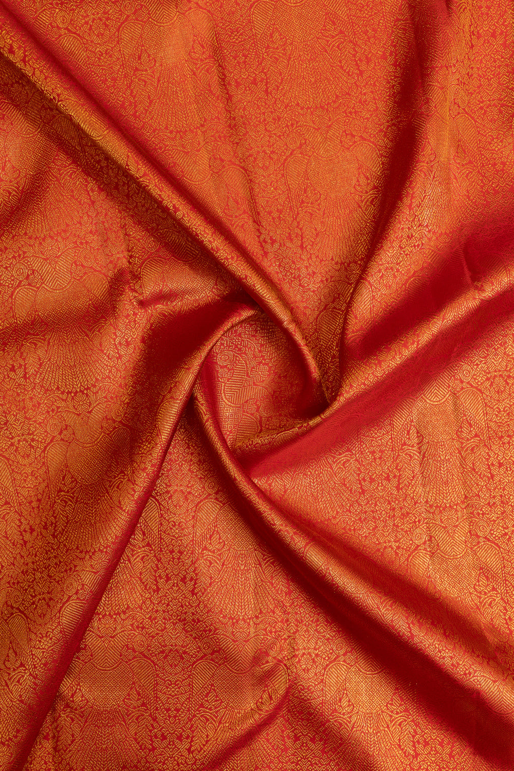 Red iruthalaipakshi brocade pure Kanchipuram silk saree
