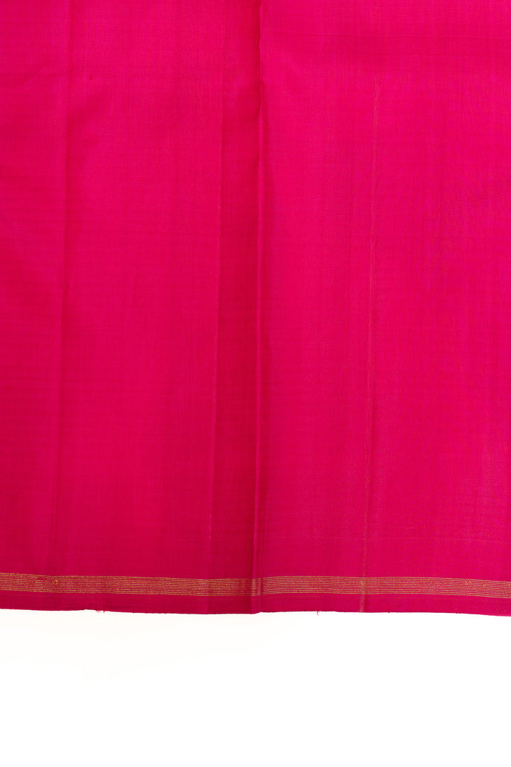 Palum pazhamum multi checks borderless pure Kanchipuram silk saree