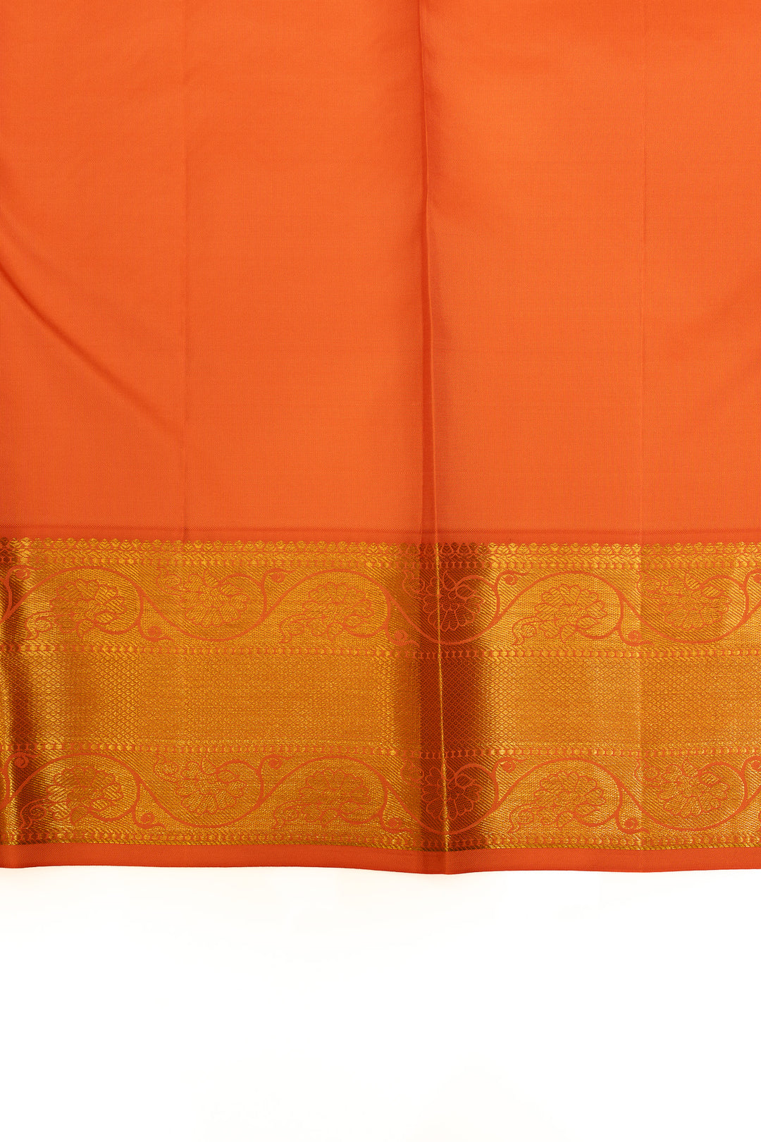 Golden yellow and peach brocade pure Kanchipuram silk saree