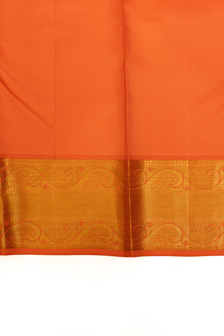 Golden yellow and peach brocade pure Kanchipuram silk saree