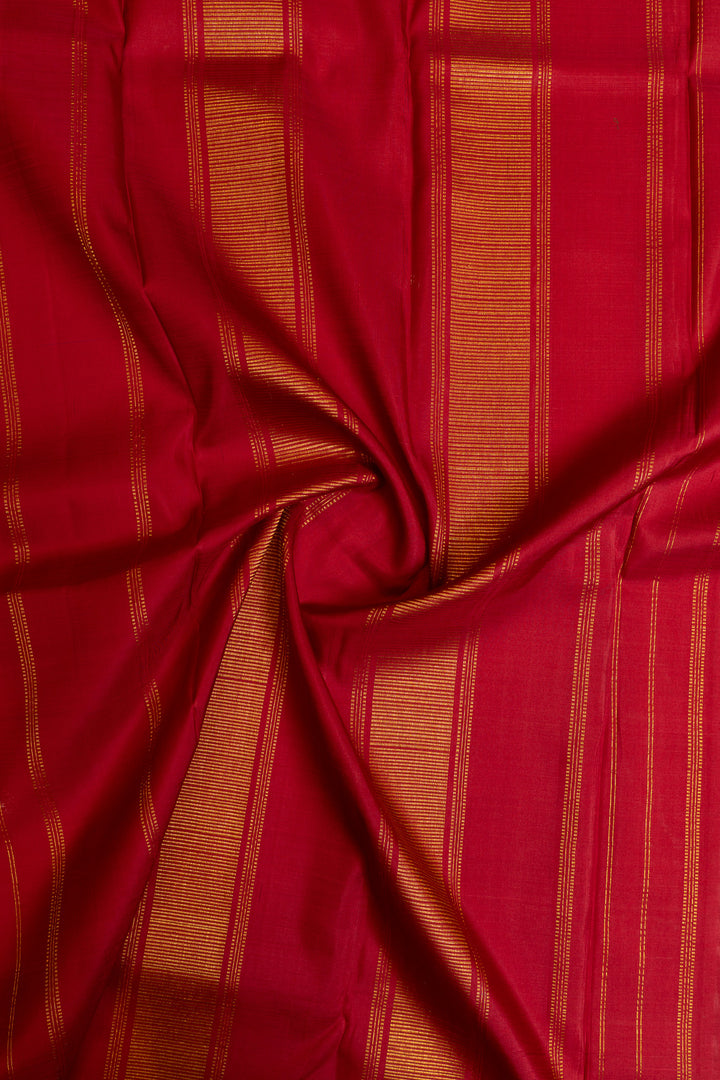 Peacock green and red pure Kanchipuram silk saree