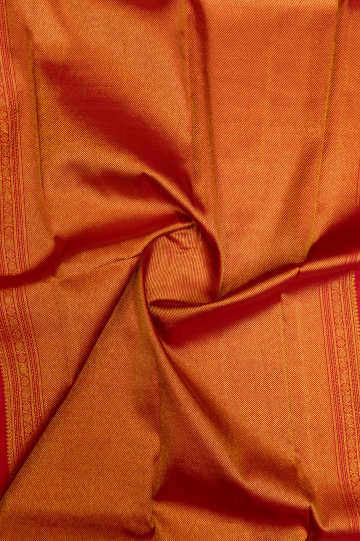 Yellow and red zari checks pure Kanchipuram silk saree