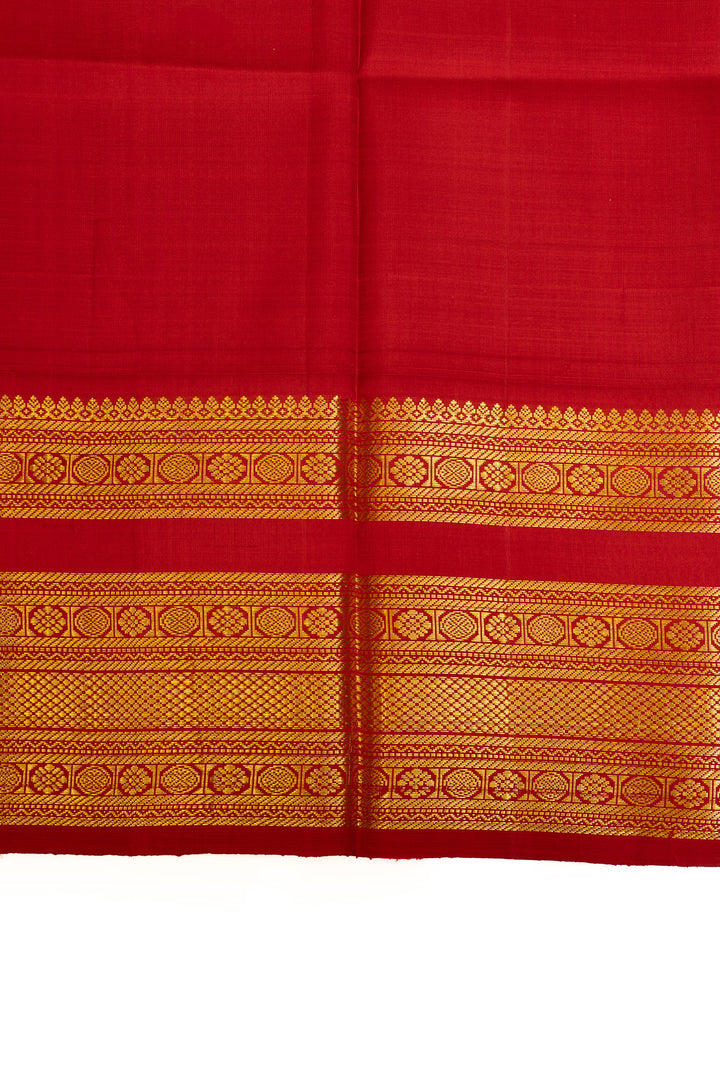 Yellow and red zari checks pure Kanchipuram silk saree