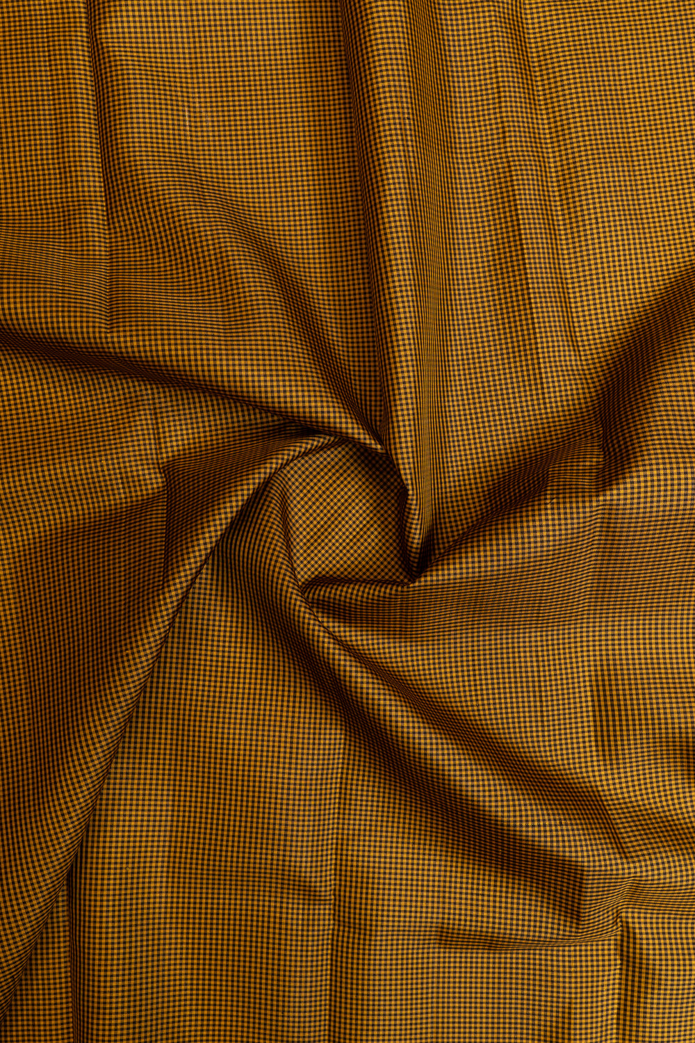 Green and mustard checks pure Kanchipuram silk saree
