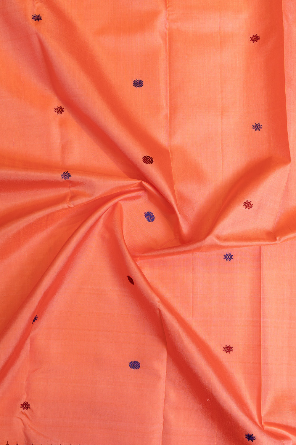 Lotus pink and red threadwork pure Kanchipuram silk saree
