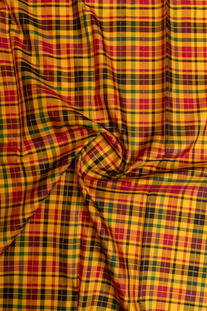 Madras multi checks pure Kanchipuram silk saree