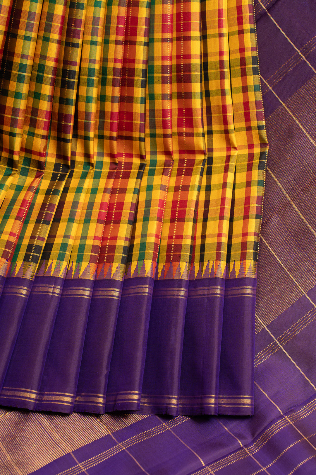 Madras multi checks pure Kanchipuram silk saree