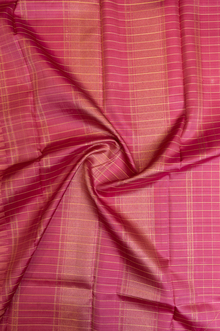 Pink stripes pure Kanchipuram silk saree