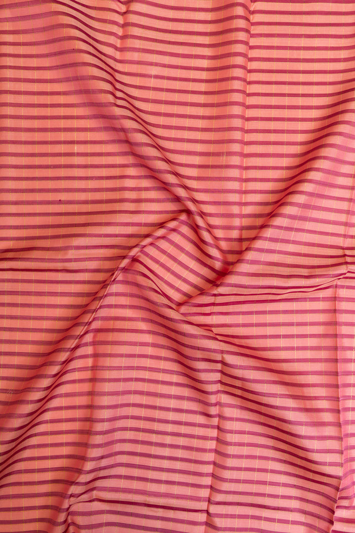 Pink stripes pure Kanchipuram silk saree