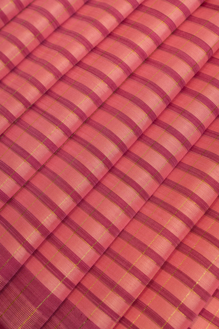 Pink stripes pure Kanchipuram silk saree