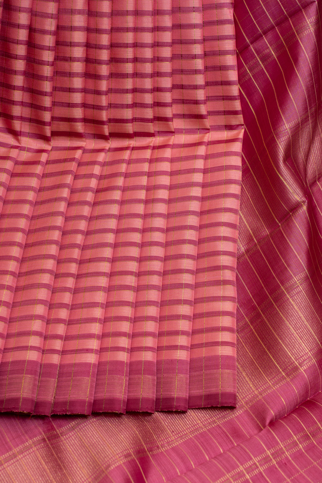 Pink stripes pure Kanchipuram silk saree