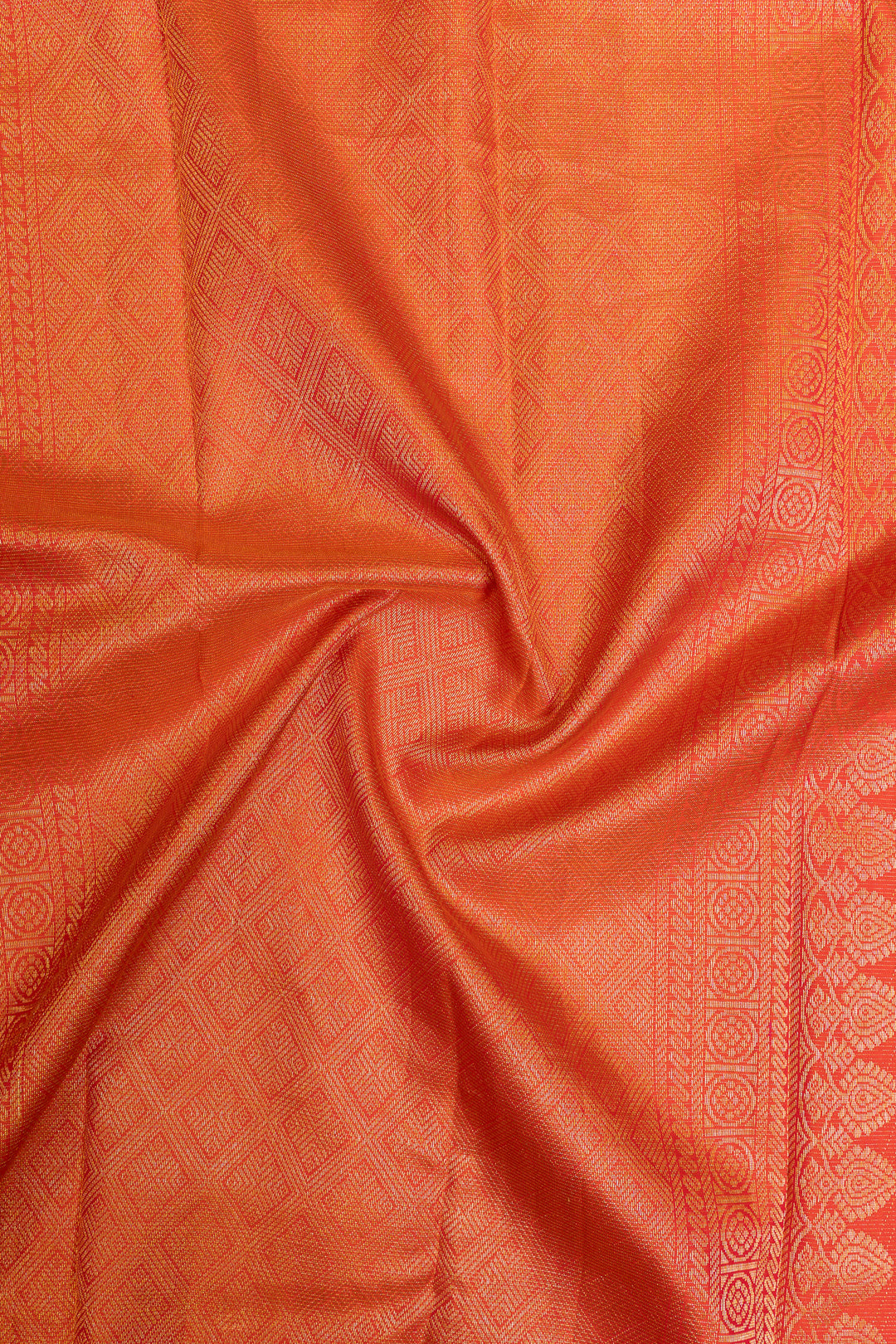 Reddish orange vairaoosi pure Kanchipuram silk saree