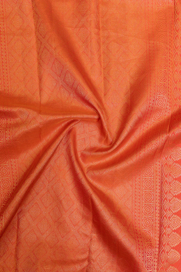 Reddish orange vairaoosi pure Kanchipuram silk saree