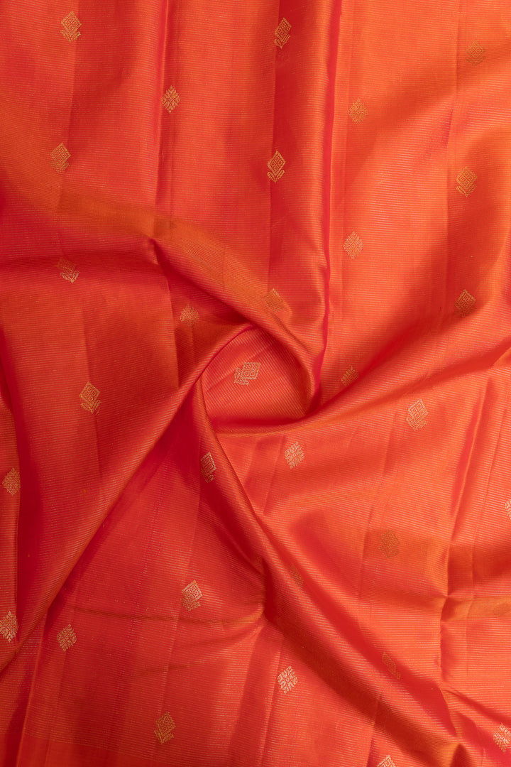Reddish orange vairaoosi pure Kanchipuram silk saree