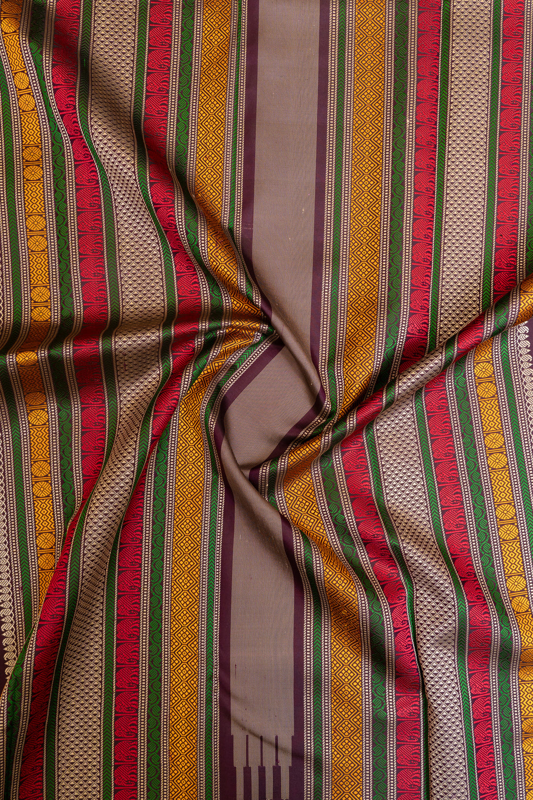 Yellow and jamun pure Kanchipuram silk saree