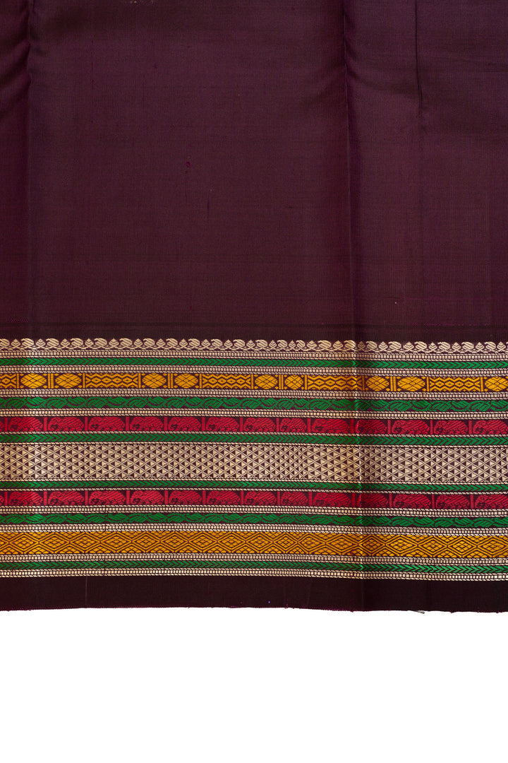 Yellow and jamun pure Kanchipuram silk saree