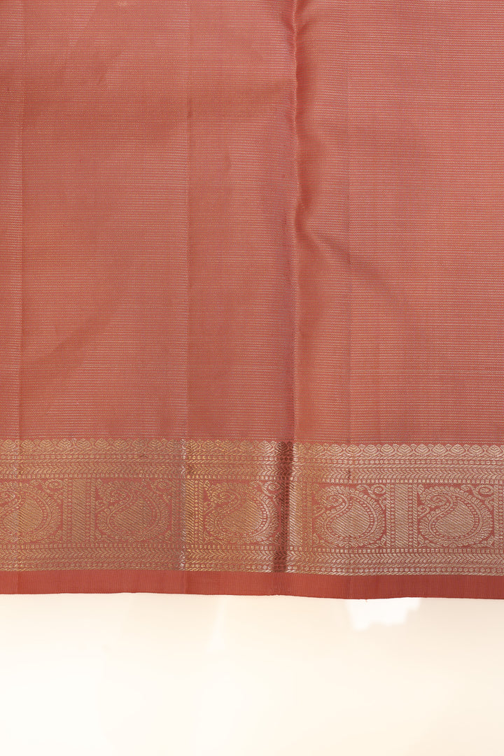 Coral pink vairaoosi pure Kanchipuram silk saree