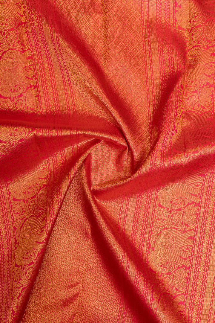 Platinum silver zari checks pure Kanchipuram silk saree