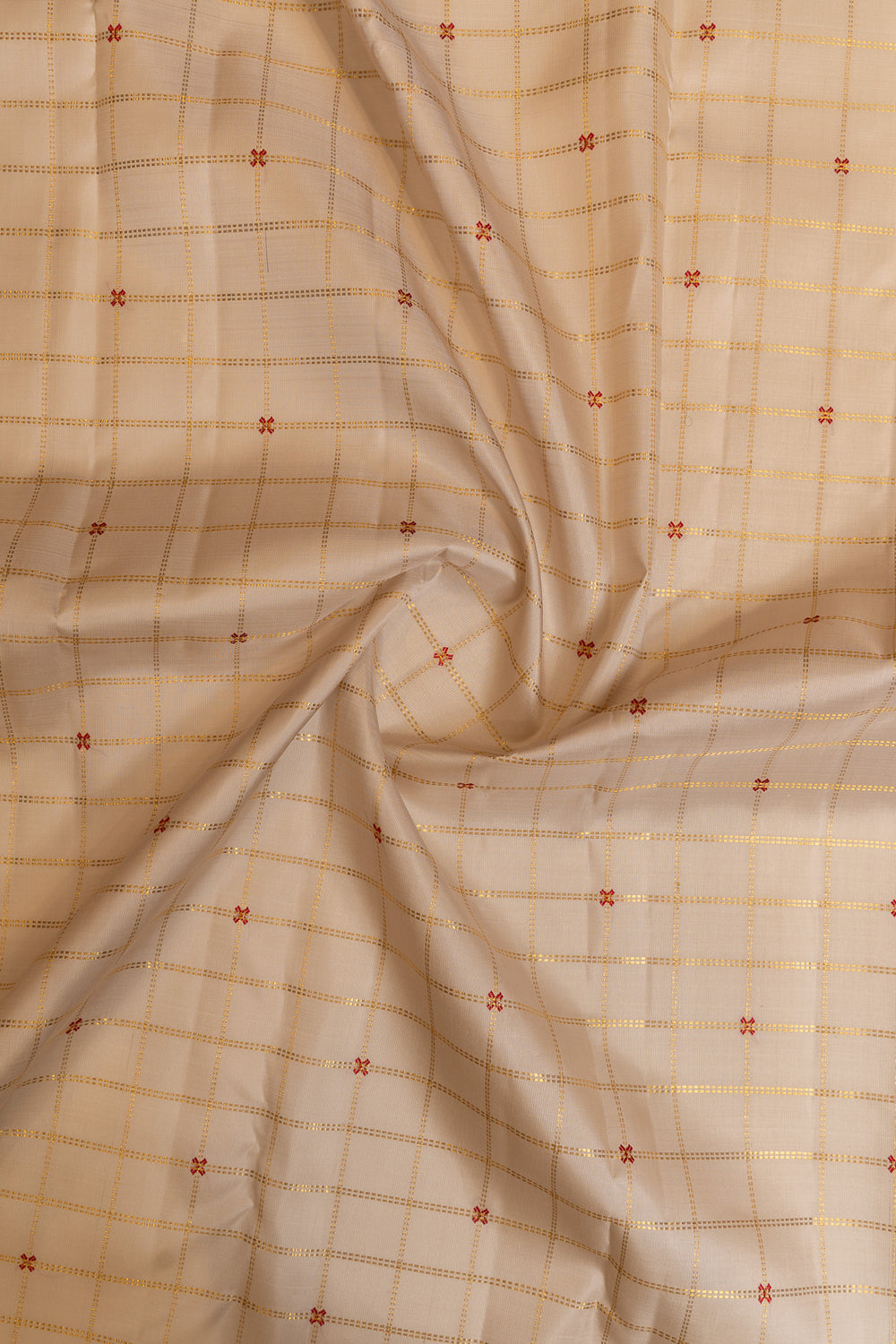 Platinum silver zari checks pure Kanchipuram silk saree