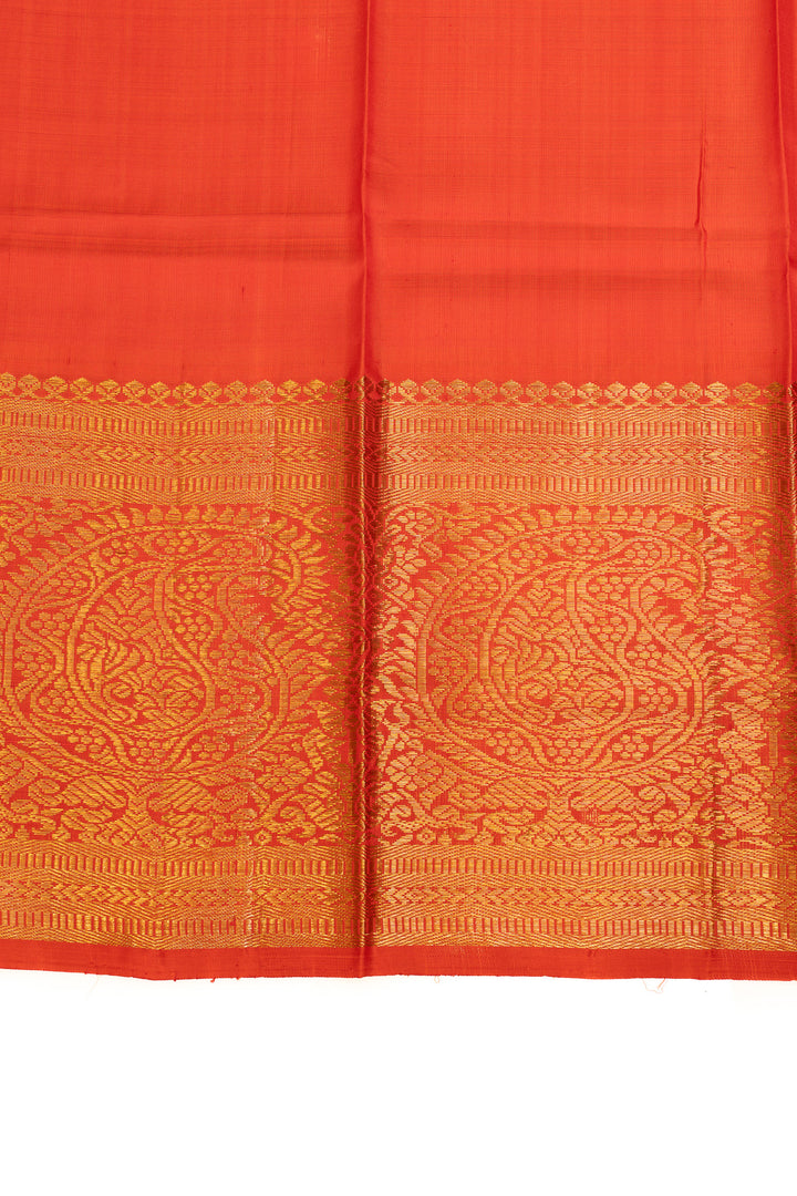 Champagne gold and red pure Kanchipuram silk saree