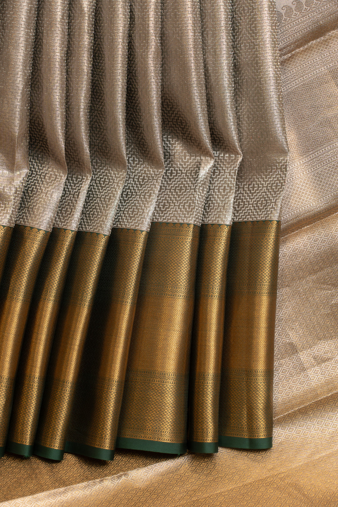 Silverish grey tissue pure Kanchipuram silk saree