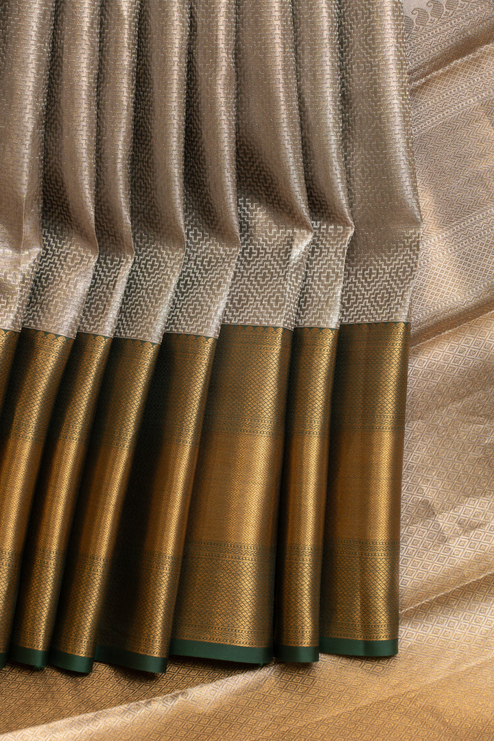 Silverish grey tissue pure Kanchipuram silk saree