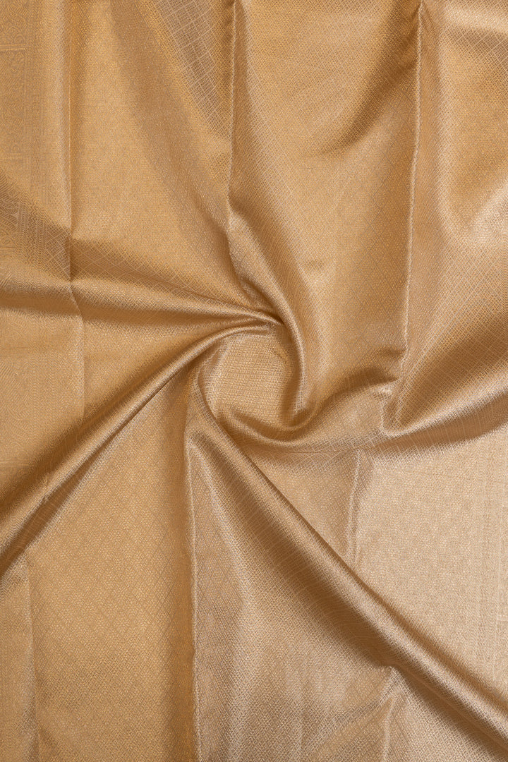 Cream and gold brocade pure Kanchipuram silk saree