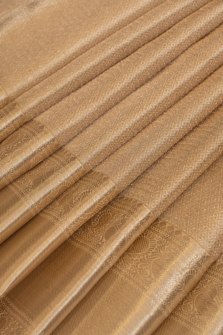 Cream and gold brocade pure Kanchipuram silk saree