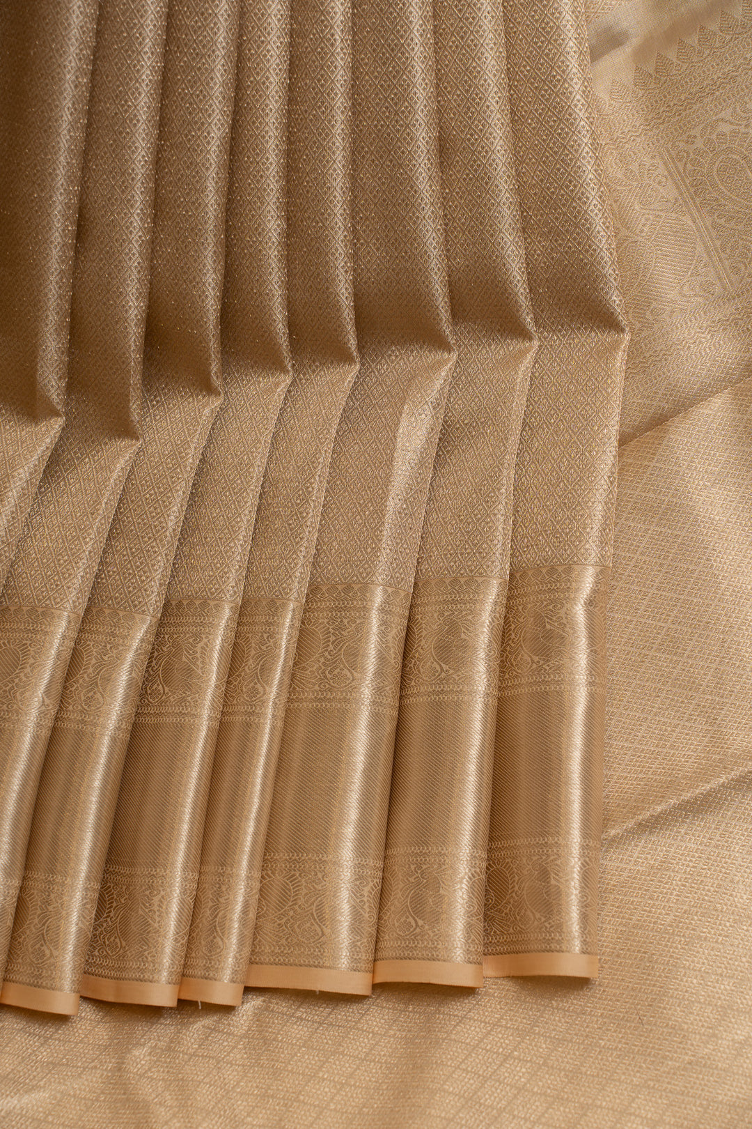 Cream and gold brocade pure Kanchipuram silk saree