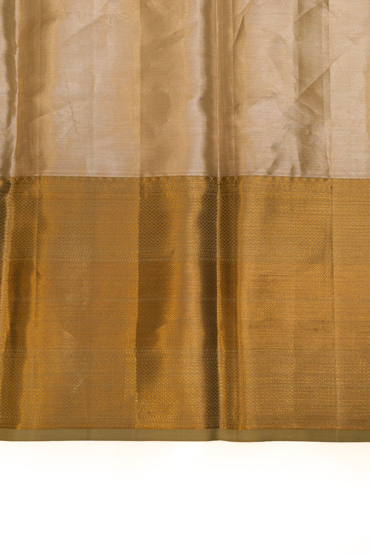 Silverish gold tissue pure Kanchipuram silk saree
