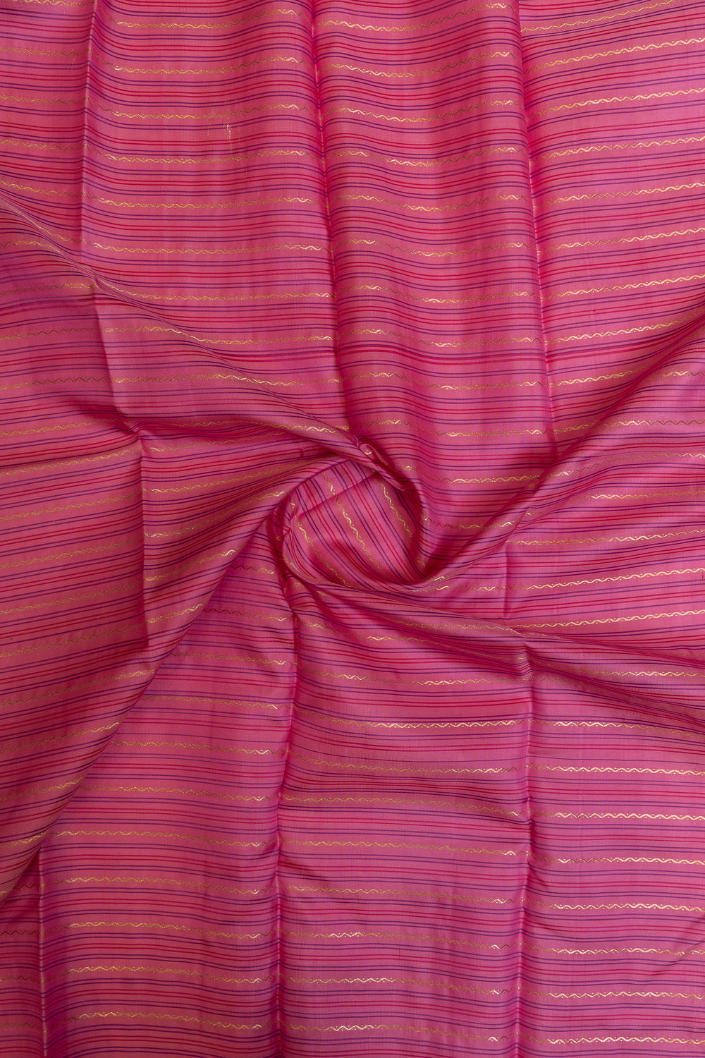 Lotus pink neli stripes pure Kanchipuram silk saree
