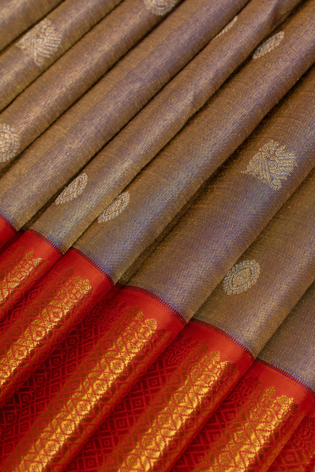 Blue and red tissue pure Kanchipuram silk saree